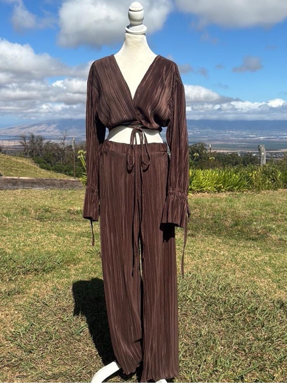 Salty Pleated Going out Sweet Like Chocolate Pant Set